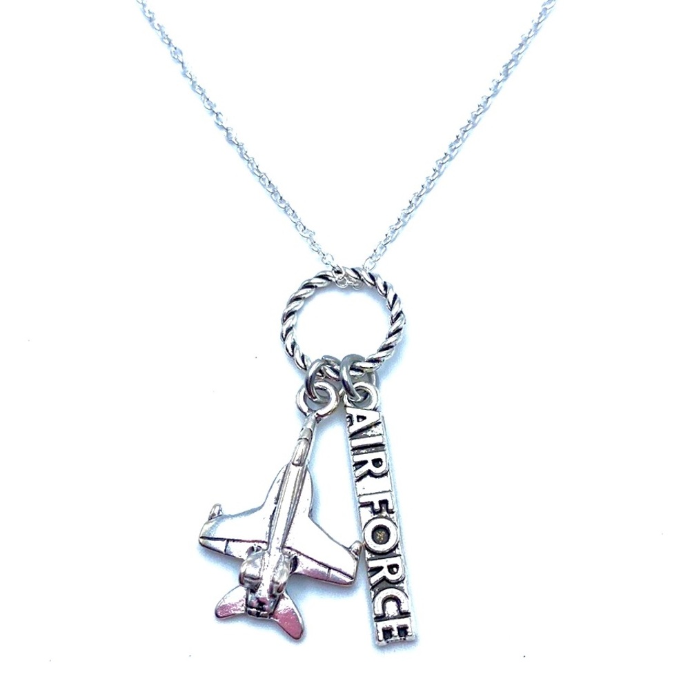 Air Force Charm Necklace Airman Fighter Jet Military
